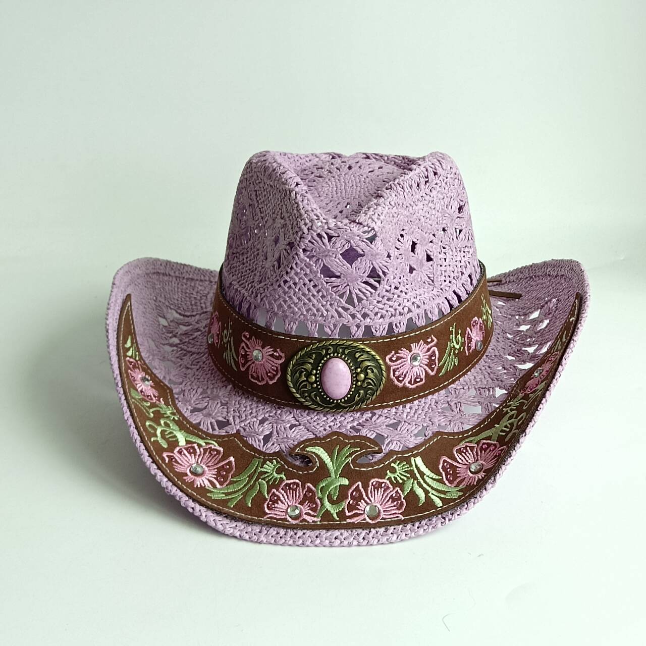 Cowboy Hat Straw - Women Hollow Crochet Western Cowboy Hat