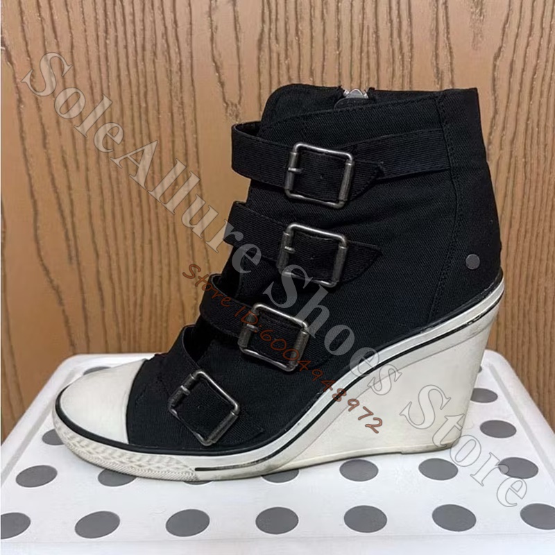 Running Cap Lightweight - Grey Multi Buckle High Top Wedge