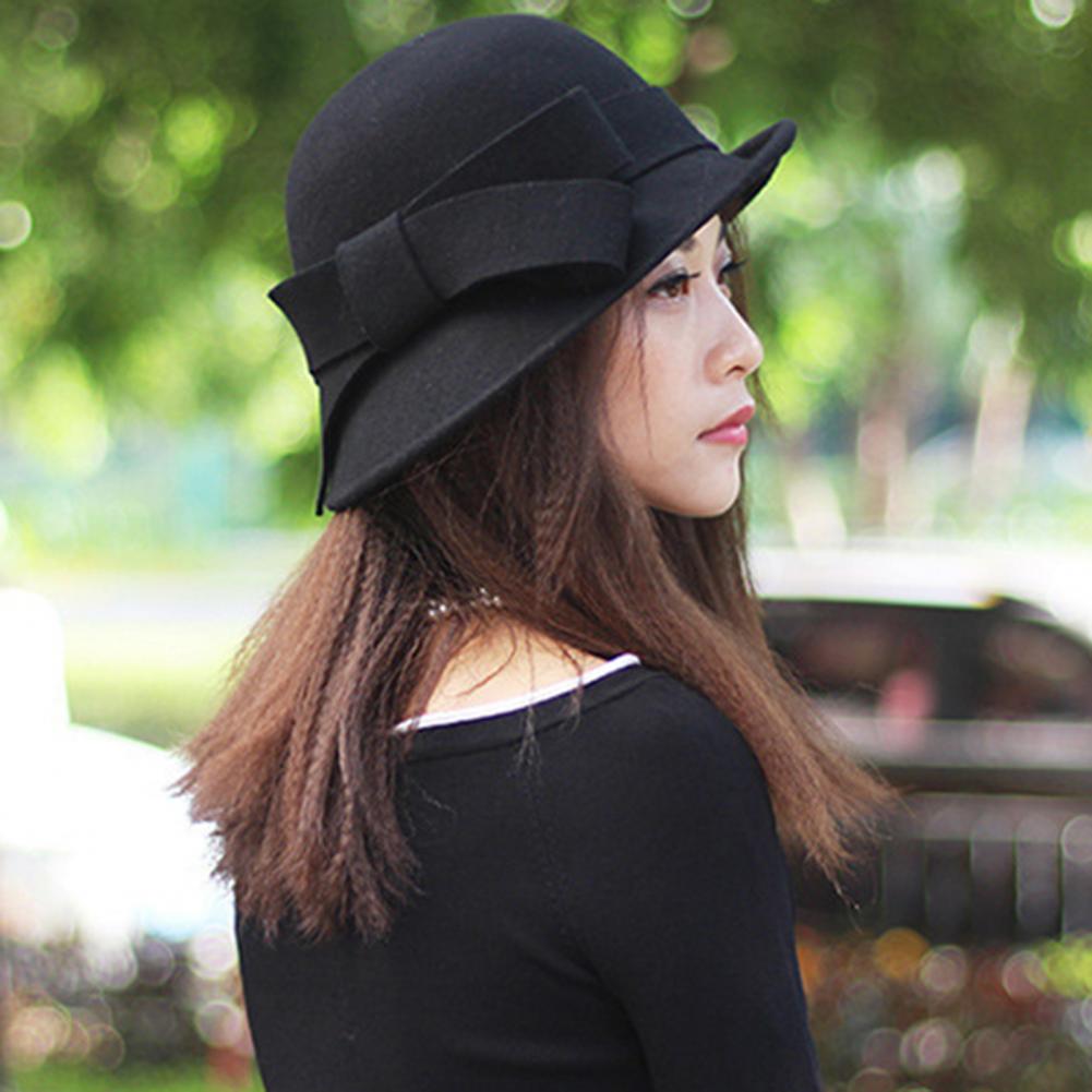 Elegant Vintage Bowknot Wool F - Fedora Hat Wool recension och pris