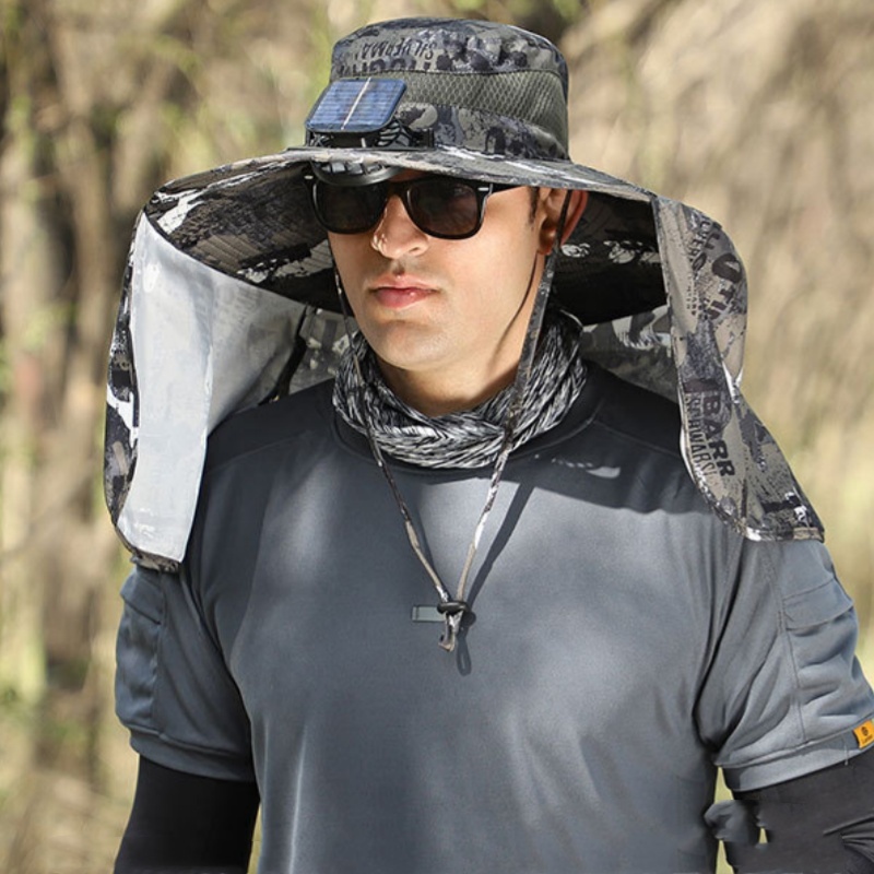 Solar Fan Hat Dual USB Recharg - Bucket Hat Cotton recension och pris