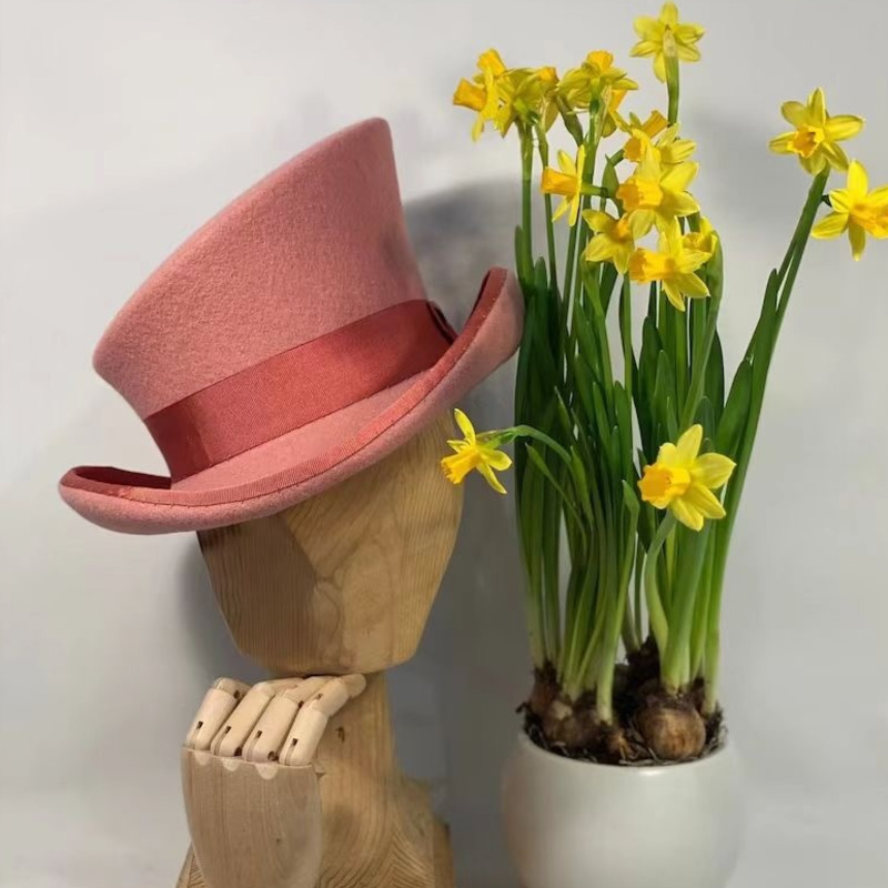 Wool Felt Top Hat Blue Ribbon  - Fedora Hat Wool recension och pris