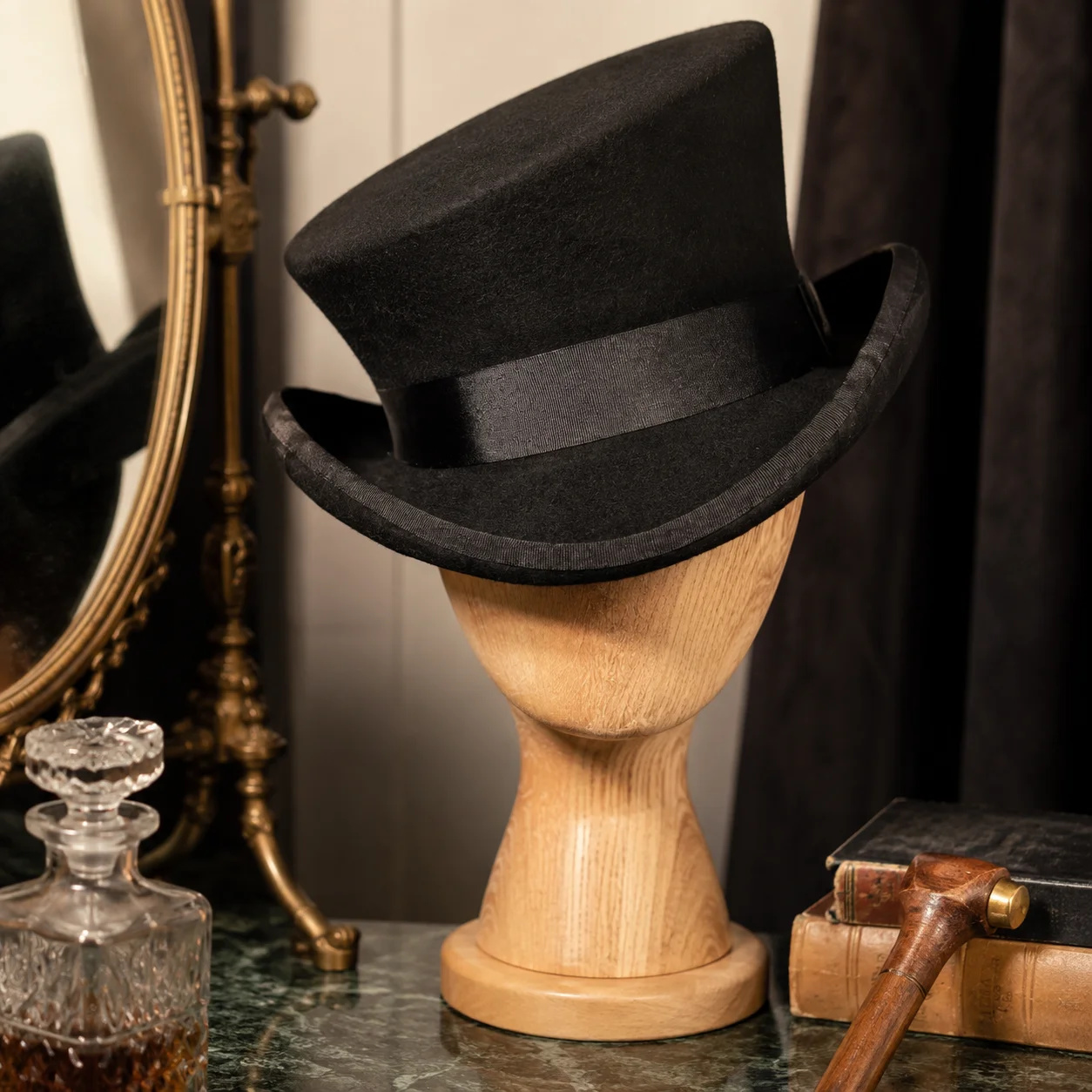 Wool Felt Top Hat Blue Ribbon  - Fedora Hat Wool recension och pris