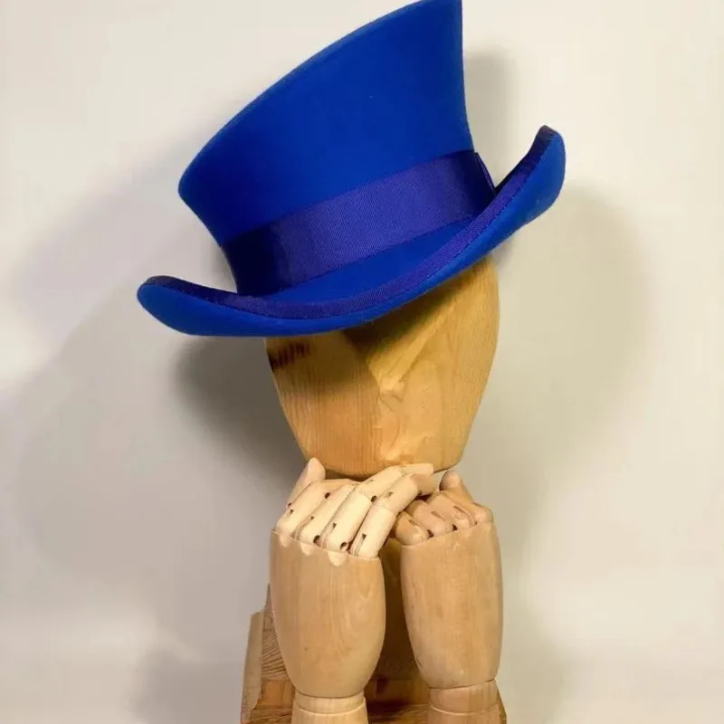 Wool Felt Top Hat Blue Ribbon  - Fedora Hat Wool recension och pris