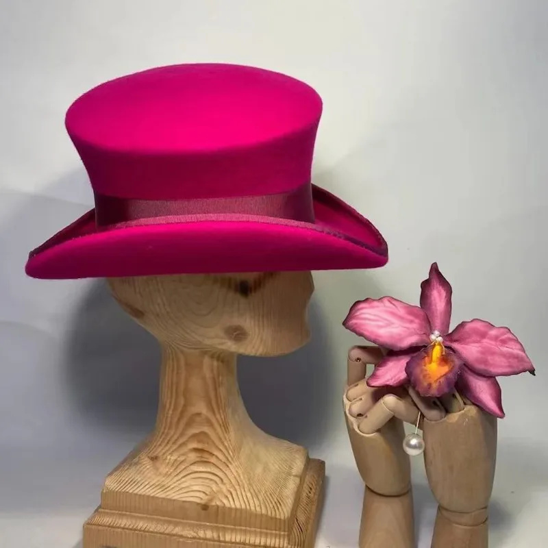Wool Felt Top Hat Blue Ribbon  - Fedora Hat Wool recension och pris